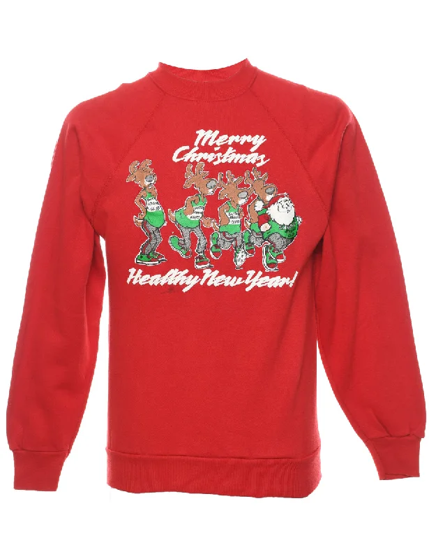 Exclusive Deal oversized coatSanta Claus & Reindeer Christmas Sweatshirt - M