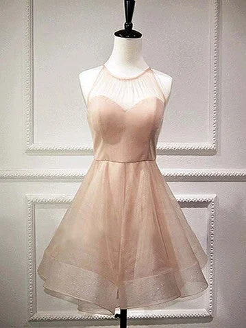 Closeout Homecoming Dress Halter Pearl Pink Short Prom Dress Party Dress JK099