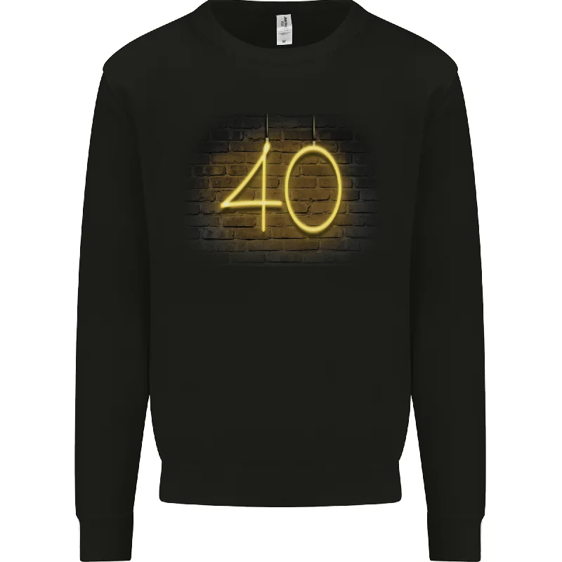Crazy Savings lightweight fitness hoodie40th Birthday Neon Lights 40 Year Old Mens Sweatshirt Jumper