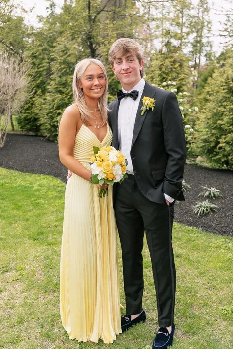 winter dressElegant Yellow Long Prom Dress,Yellow V Neck Graduation Dress  Y2160