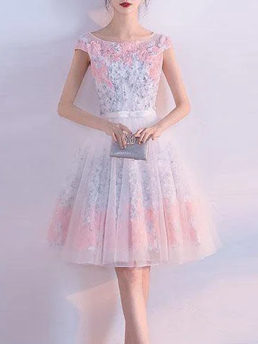 Unmissable Offer Cute Homecoming Dress A-line Scoop Knee-length Lace-up Short Prom Dress Party Dress JK522