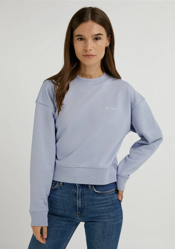 athletic streetwear sweatshirtEmbroidery Logo Cropped Crew Neck Sweatshirt / Serene Blue