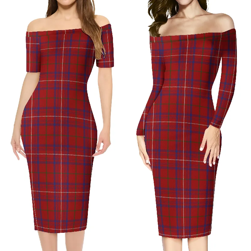 Hot Deal Rose Tartan Off Shoulder Lady Dress