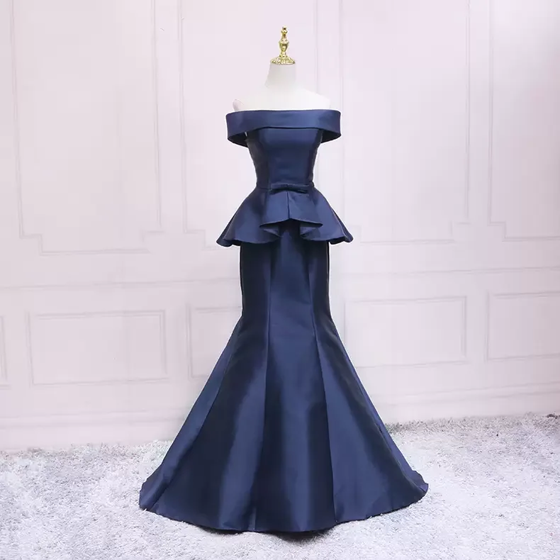 Best Bargains relaxed fit dressSimple Blue Mermaid Satin Prom Dress  s19