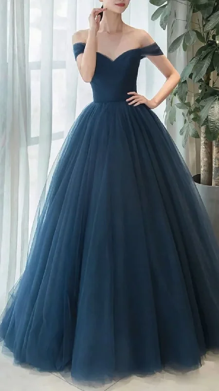 chic slip dressSimple tulle long bridesmaid dress,Long prom dress Y1555