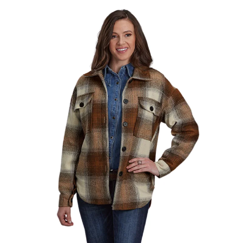 Huge Savings minimalist jacketWomen's Brown Plaid Flannel Shirt Jacket 03-098-0119-1805 Huge Savings minimalist jacketWomen's Brown Plaid Flannel Shirt Jacket 03-098-0119-1805