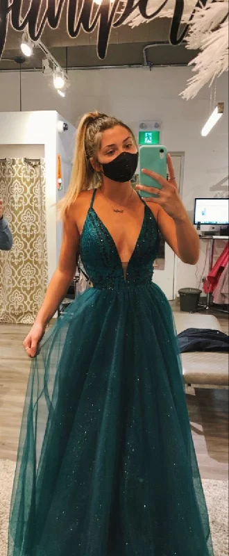 Best Bargains luxury dressShiny A-line V Neck Tulle Prom Dress,Generous Graduation Dress Y847 Best Bargains luxury dressShiny A-line V Neck Tulle Prom Dress,Generous Graduation Dress Y847