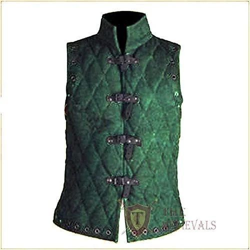 Price Rollback high-fashion coatThe Medieval Shop Thick Padded Sleeve-Less Coat Aketon Jacket Armor Green Cotton Fabrics Dress SCA
