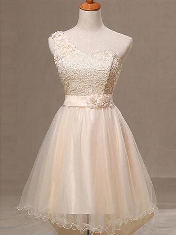 Savings Galore Homecoming Dress Beautiful Lace One Shoulder Short Prom Dress Party Dress JK261