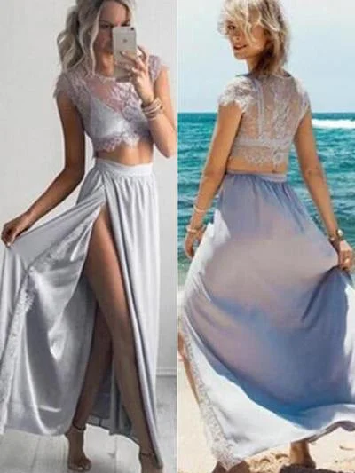 Amazing Deals Two Pieces Cheap Prom Dresses Lace Long Prom Dress/Evening Dress JKL054