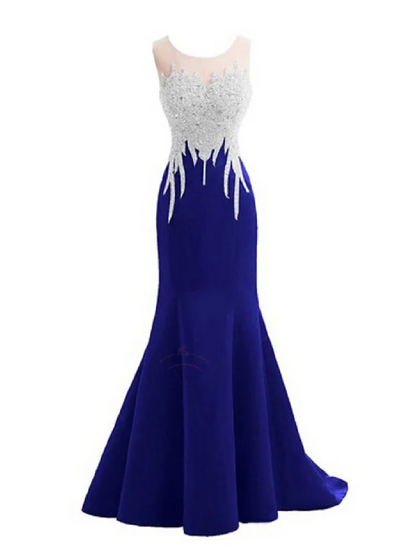 New Markdowns Sexy Prom Dresses Scoop Royal Blue Short Train Long Prom Dress/Evening Dress JKL351
