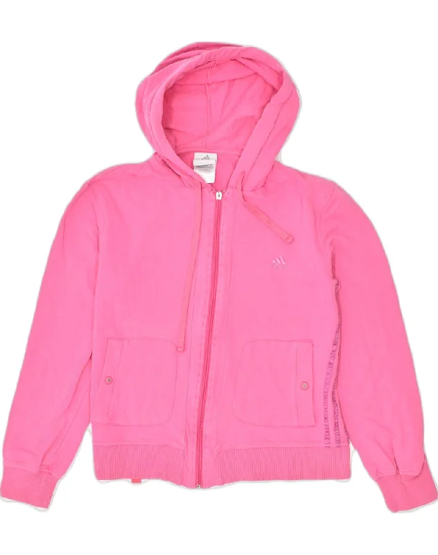 versatile hoodieADIDAS Womens Zip Hoodie Sweater EU 38/40 Medium Pink Cotton