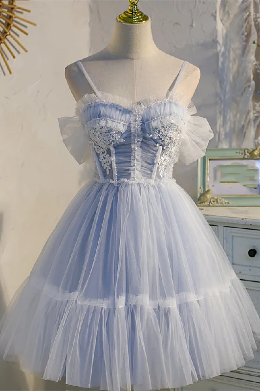 Daily Deals bohemian dressLight Blue Tulle Short A-line Homecoming Dress