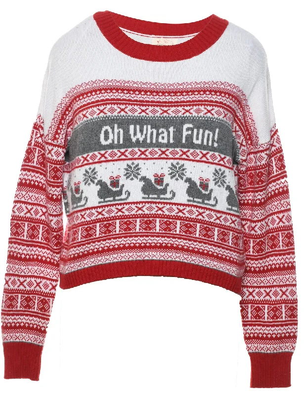 oversized puffer coatFestive Print Christmas Jumper - L