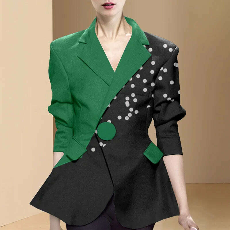 comfortable winter coat2022 Spring New Women Suit Jacket Fashion Notched Single Button Long Sleeve Slim Fit Women's Contrasting Colors Cardigan Coat