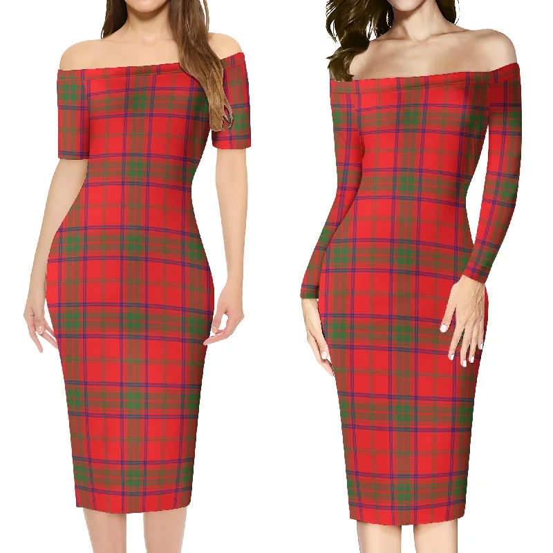 Super Sale Ross Modern Tartan Off Shoulder Lady Dress