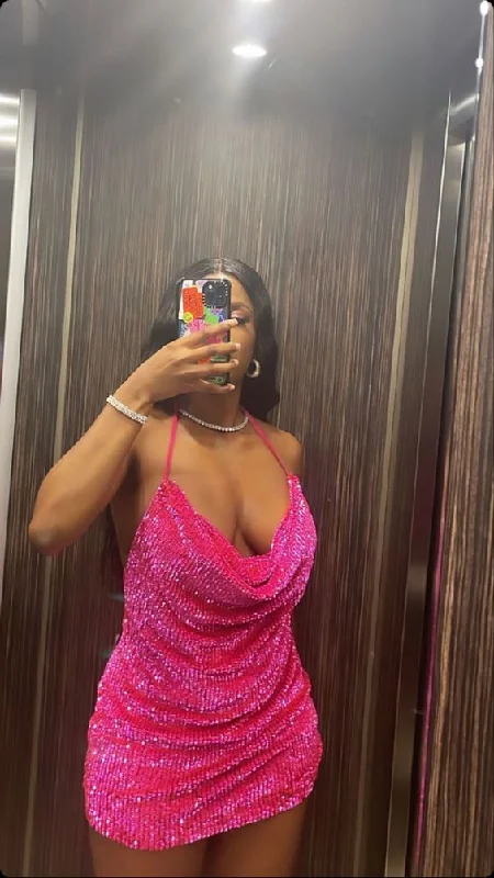 Today’s Special ashionable dressPink sequin cowl neck mini dress sexy homecoming dress Y66 Today’s Special ashionable dressPink sequin cowl neck mini dress sexy homecoming dress Y66