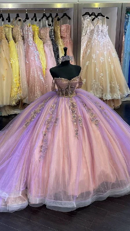 Friends and Family Sale draped dressElegant Off The Shoulder Ball Gown With Appliques ,Princess Dress,Sweet 15 Dress Y1388