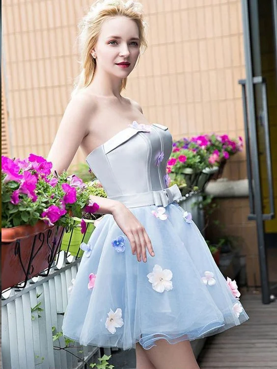 Don't Wait Cute Homecoming Dresses Strapless A Line Short Prom Dress Sexy Party Dress JK724