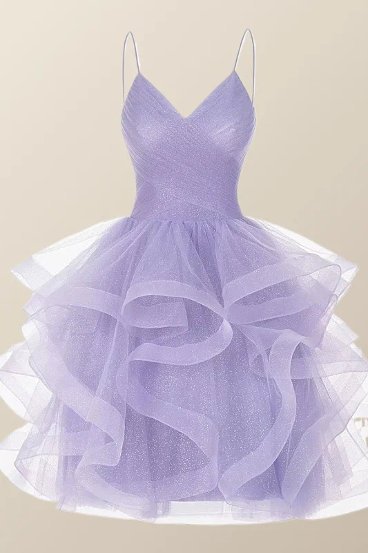 Crazy Deals evening dressLavender Ruffles Short A-line Party Dress