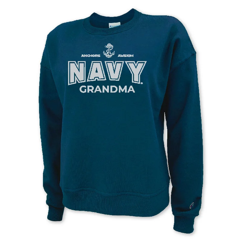 loose fit sports sweatshirtNavy Champion Grandma Ladies Crewneck (Blue)