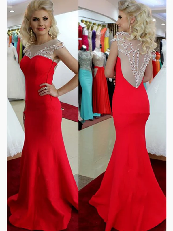 Can't Miss Red camo prom dresses Sheath Column Scoop Floor-length Chiffon Prom Dress Evening Dress MK084