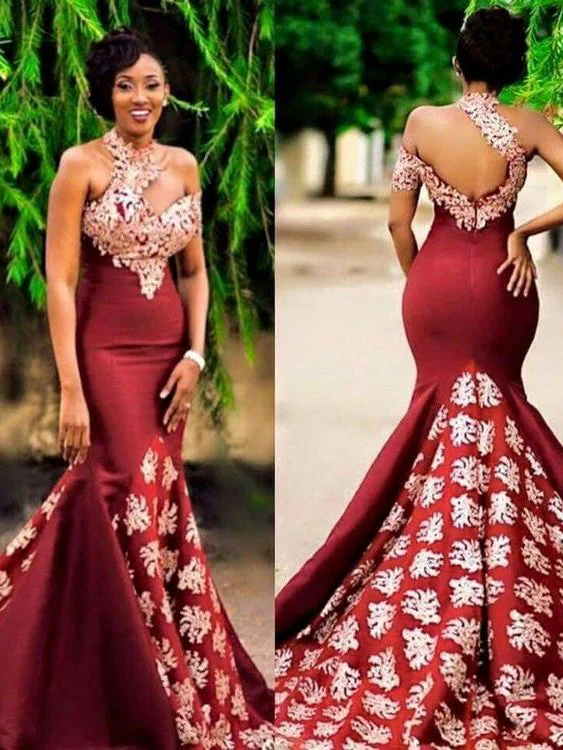 Daily Deals Beautiful Prom Dresses One Shoulder Mermaid Burgundy Chic Prom Dress JKL1022