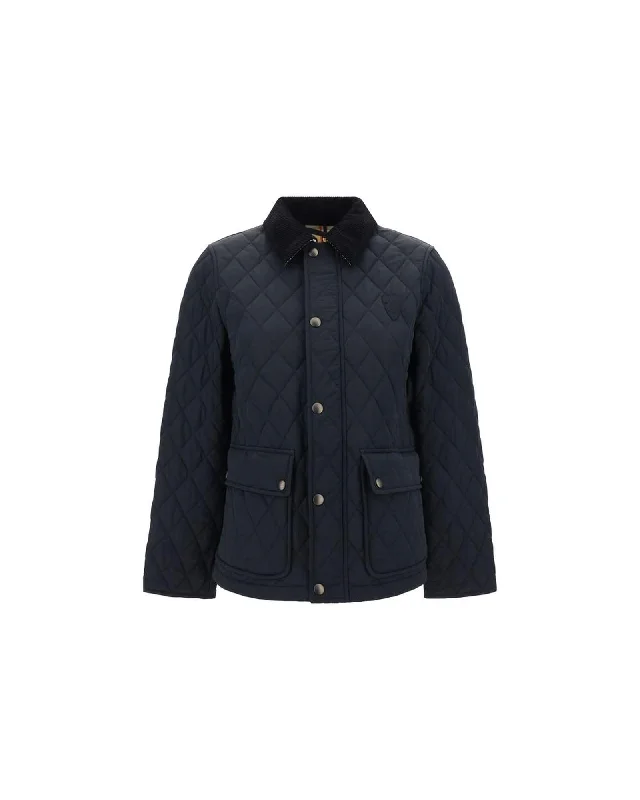 sporty jacketBurberry Quilted Jacket with Velvet Collar and Patch Pockets