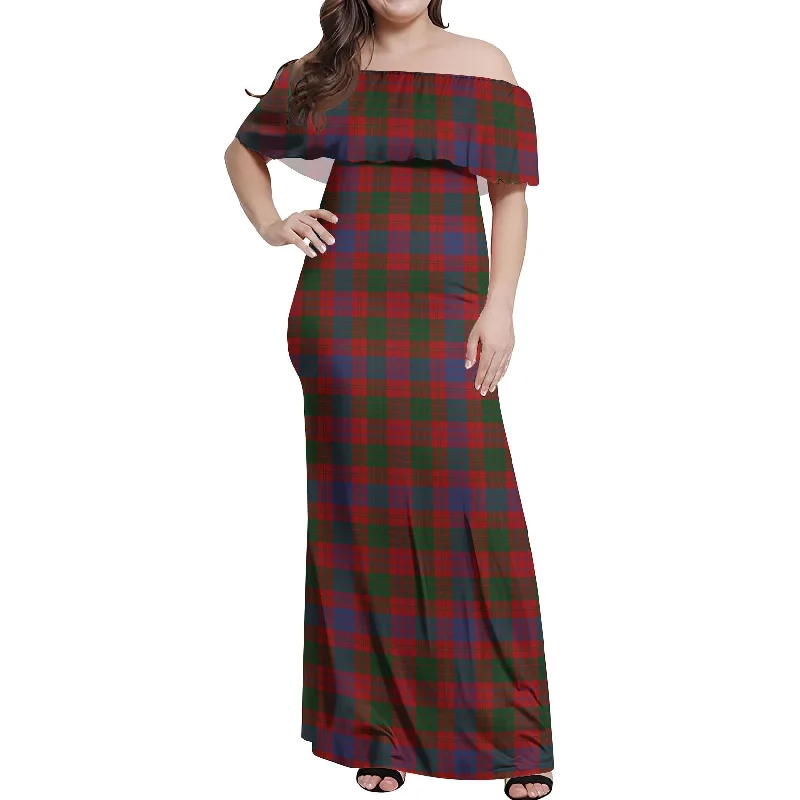 Early Access Ross Tartan Off Shoulder Long Dress