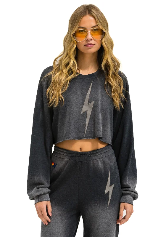 modern athletic hoodieBOLT STITCH CROPPED CREW SWEATSHIRT RELAXED - FADED SMOKE