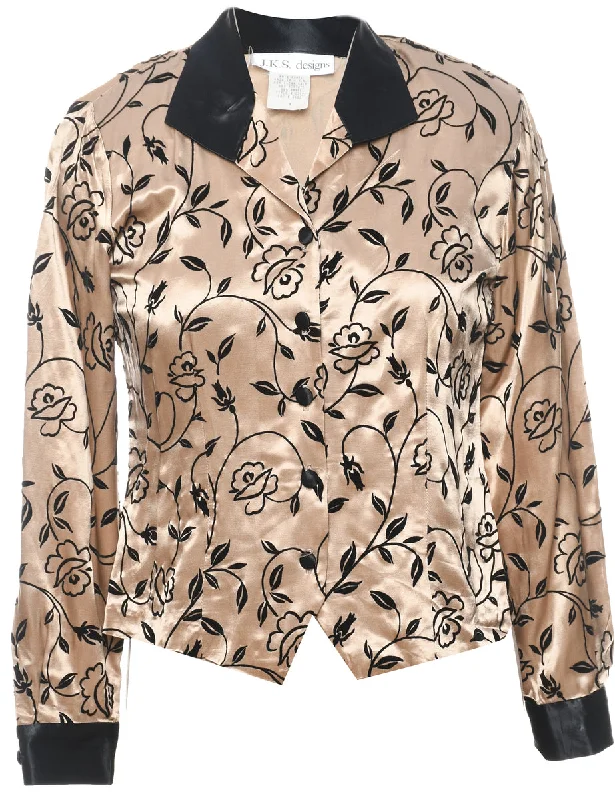 Exclusive Offers cozy wool-blend coatFloral Pattern Gold & Black Metallic Evening Jacket - M