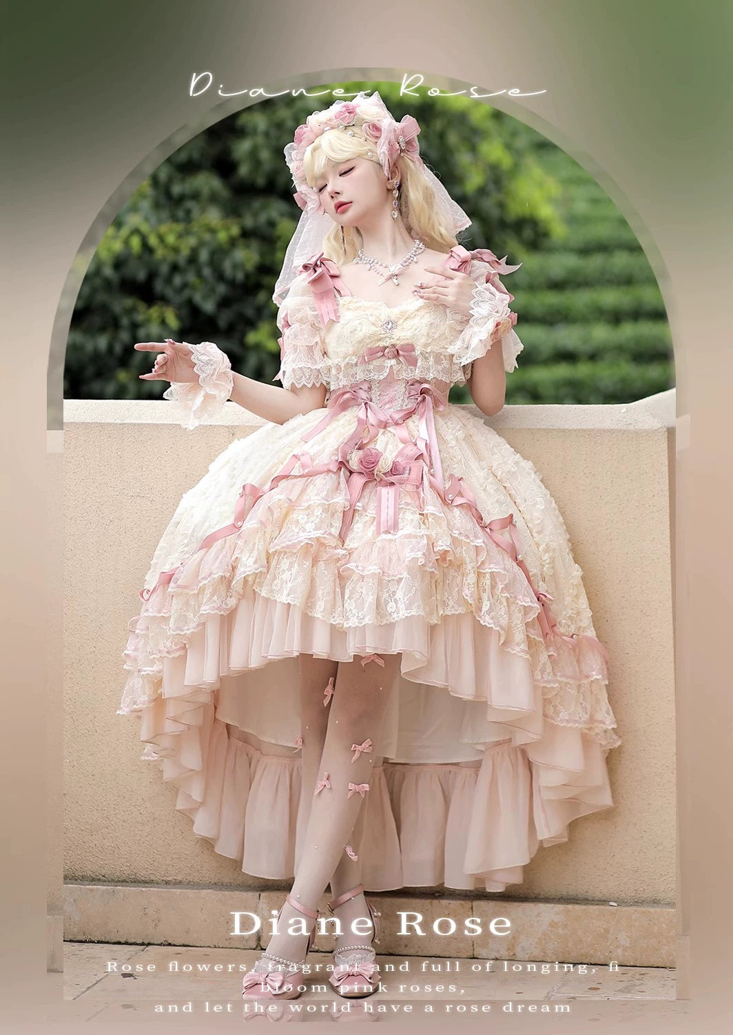 Year-End Sale sophisticated dressMieYe~Diana Rose~Bridal Lolita Dress Short Wedding OP with Accessories