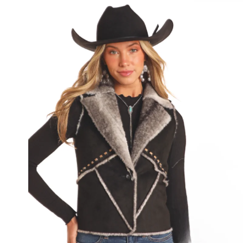 Hurry In lightweight winter coatWomen's Black Suede Fur Vest DW98C04151