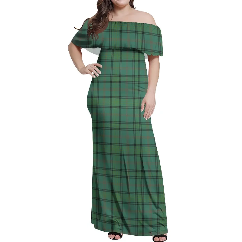 TIME-Limited Offer Ross Hunting Ancient Tartan Off Shoulder Long Dress