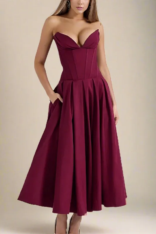 Super Deal classic fit-and-flare dressGabbi Bodycon Midi Dress - Red Wine