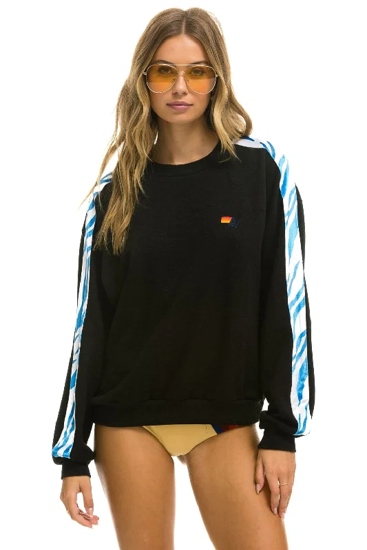 Fantastic Offers smooth fit athletic sweatshirtTIGER STRIPE RELAXED FIT CREW SWEATSHIRT - BLACK // BLUE TIGER Fantastic Offers smooth fit athletic sweatshirtTIGER STRIPE RELAXED FIT CREW SWEATSHIRT - BLACK // BLUE TIGER