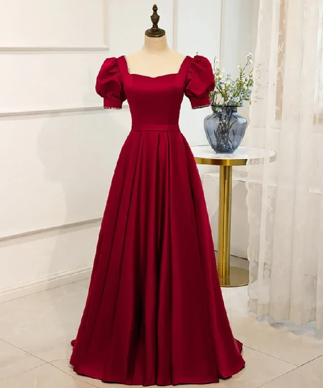 Mega Sale layered dressRed Puff Sleeve Prom Dress / Red Bridesmaid Dress / Victorian Dress Y1180
