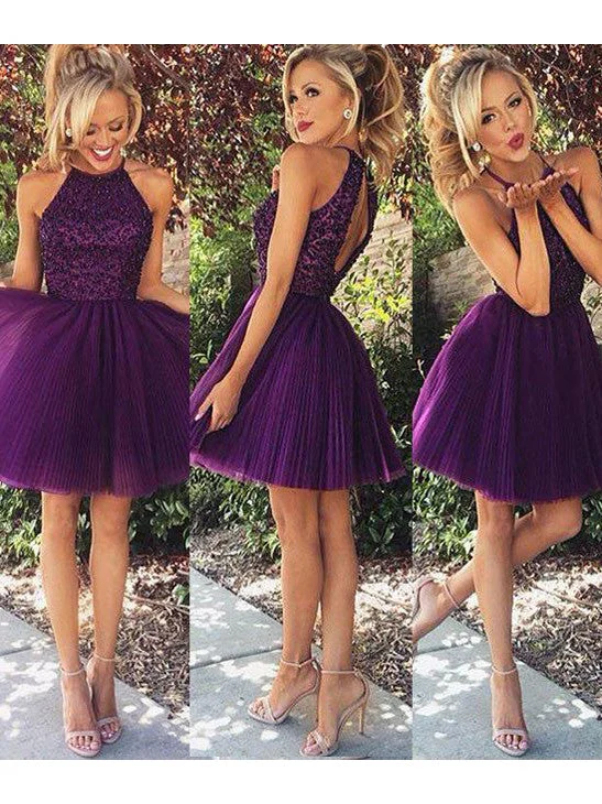 Extra Savings Homecoming Dress Halter Sleeveless Short Prom Dress Party Dress JKS005