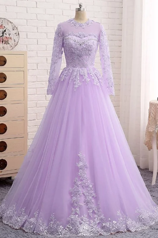 Members Only midi dressLavender Tulle Long Sleeve Beaded Formal Prom Dress With Lace Applique Y890 Members Only midi dressLavender Tulle Long Sleeve Beaded Formal Prom Dress With Lace Applique Y890