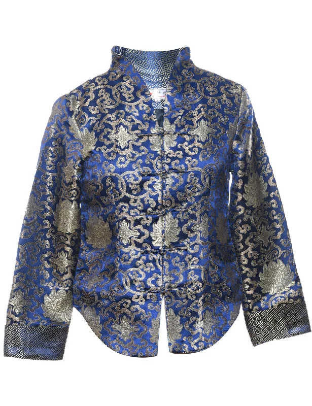 Online Specials tailored coatBrocade Navy & Silver Traditional Evening Jacket - S
