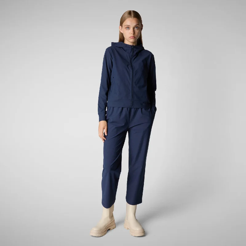 Limited Edition minimalistic workout hoodieWomen's hooded sweatshirt Pear in navy blue
