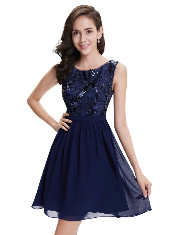 Factory Direct Sale Homecoming Dress Chic Dark Navy Lace Short Prom Dress Party Dress JK191