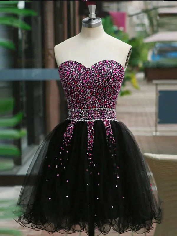 Epic Deals Homecoming Dress Sweetheart Black Sequins Short Prom Dress Party Dress JK267