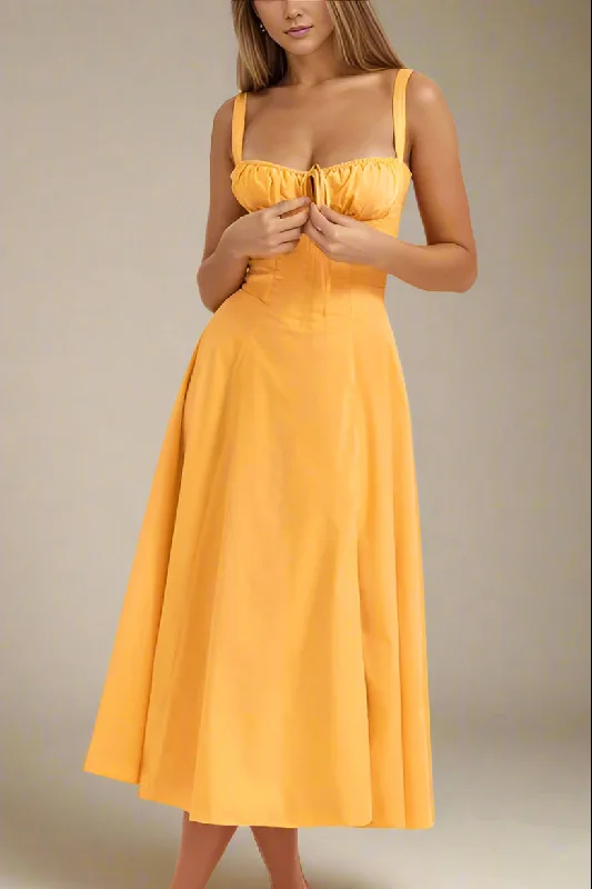 Price Drop Alert casual summer dressTaylor Bodycon Day Midi Dress - Pumpkin Orange