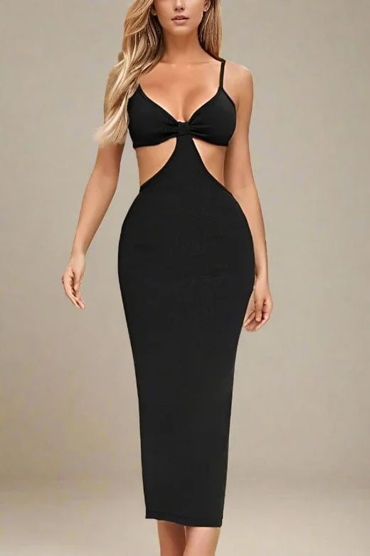 Midnight Madness stylish dressAria Bodycon Day Maxi Dress - Classic Black