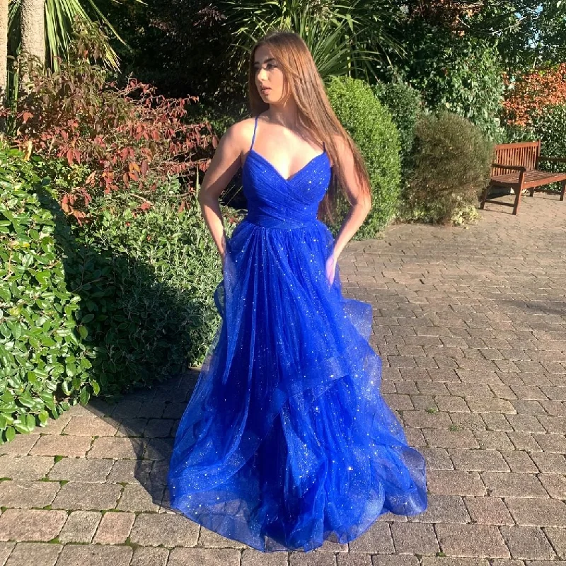 Price Drop evening dressRoyal Blue Ruffle A-line Long Formal Gown Glitter Royal Blue Prom Dress Y358 Price Drop evening dressRoyal Blue Ruffle A-line Long Formal Gown Glitter Royal Blue Prom Dress Y358