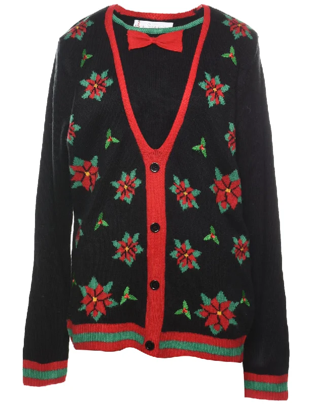 Friends and Family Sale graphic coatFestive Holly Design Christmas Cardigan - M