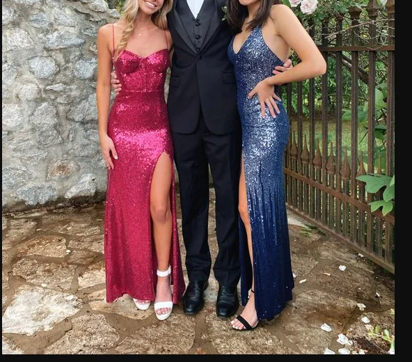 Exclusive Savings pleated maxi dressElegant Mermaid Sequins Prom Dress With Side Split,Schools Winter Formal Dress Y1254