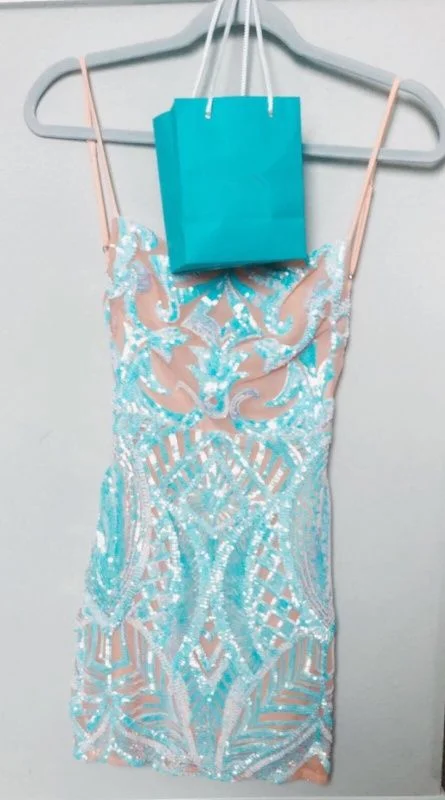 Price Reduction romantic dressIllusion Sequins Short Homecoming Dress,Sexy Party Dress Y1418