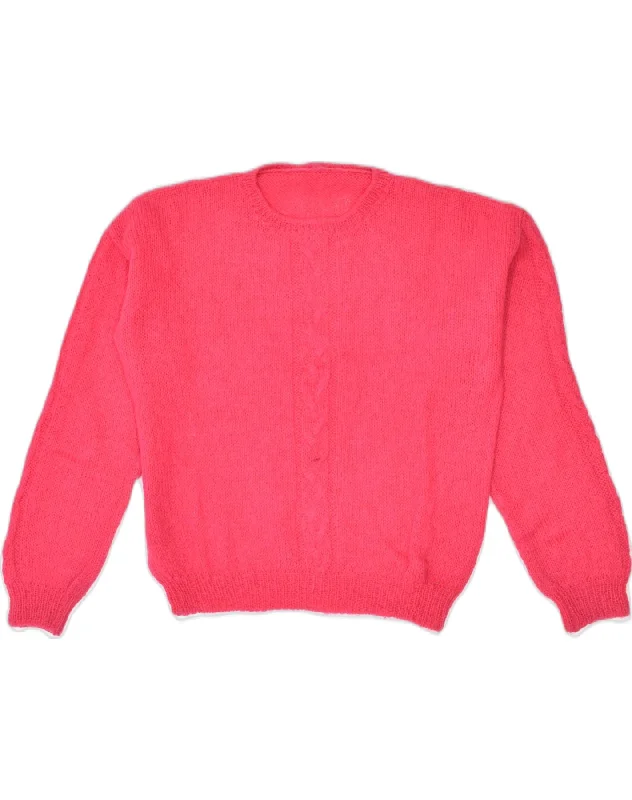 zippered hoodieVINTAGE Womens Crew Neck Jumper Sweater UK 14 Large Pink